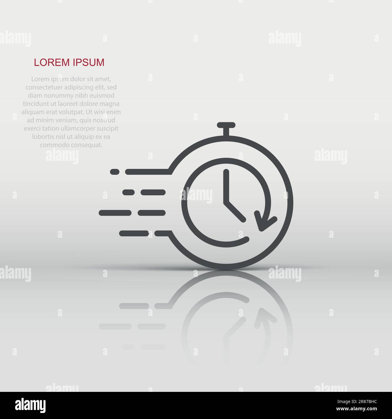 Icona di ripristino in uno stile piatto. Ripetere l'orologio illustrazione vettoriale bianco su sfondo isolato. Tempo di rotazione il concetto di business. Illustrazione Vettoriale