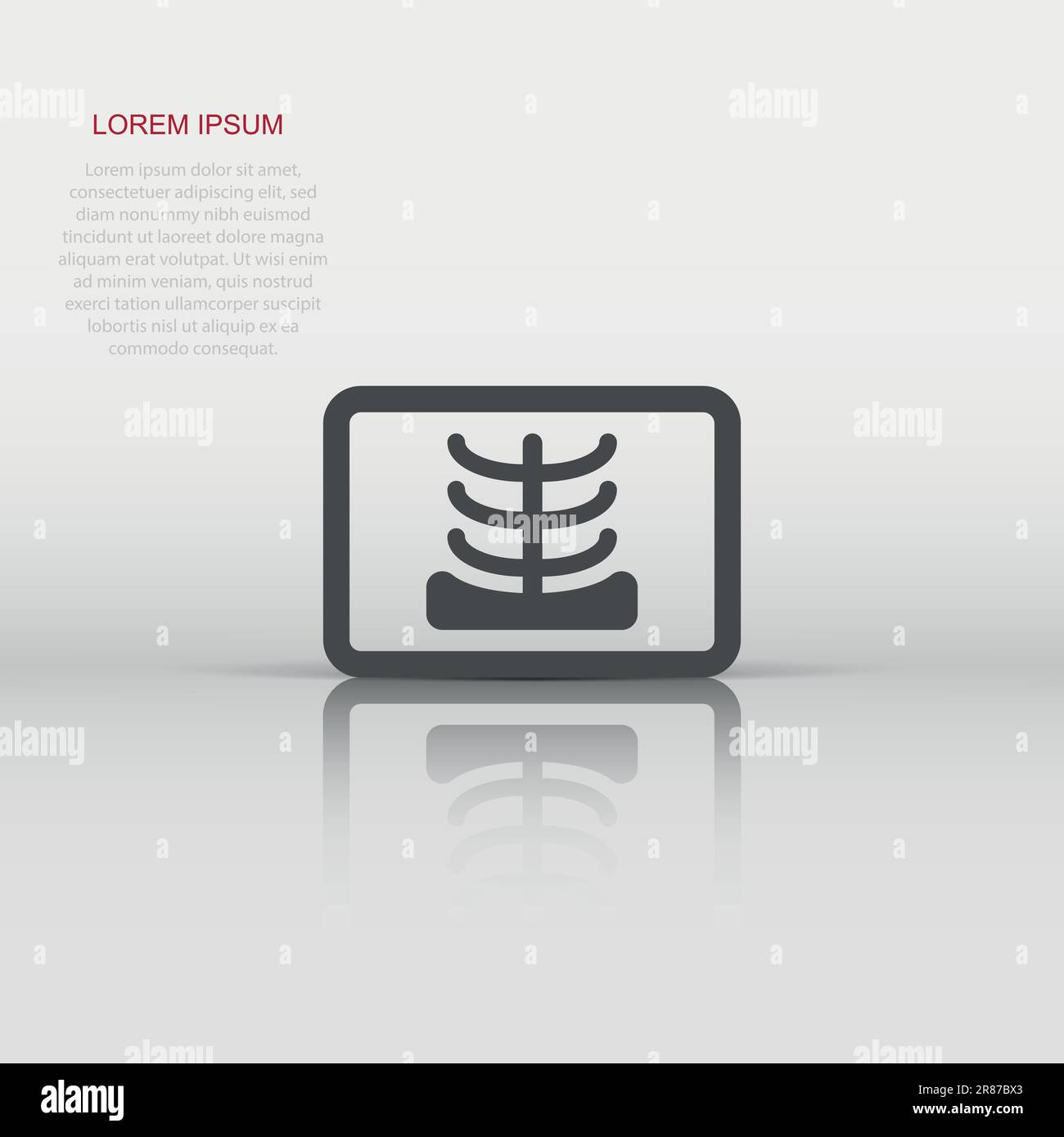 Icona a raggi X in stile piatto. Illustrazione del vettore radiologico su sfondo bianco isolato. Concetto aziendale di scansione medica. Illustrazione Vettoriale