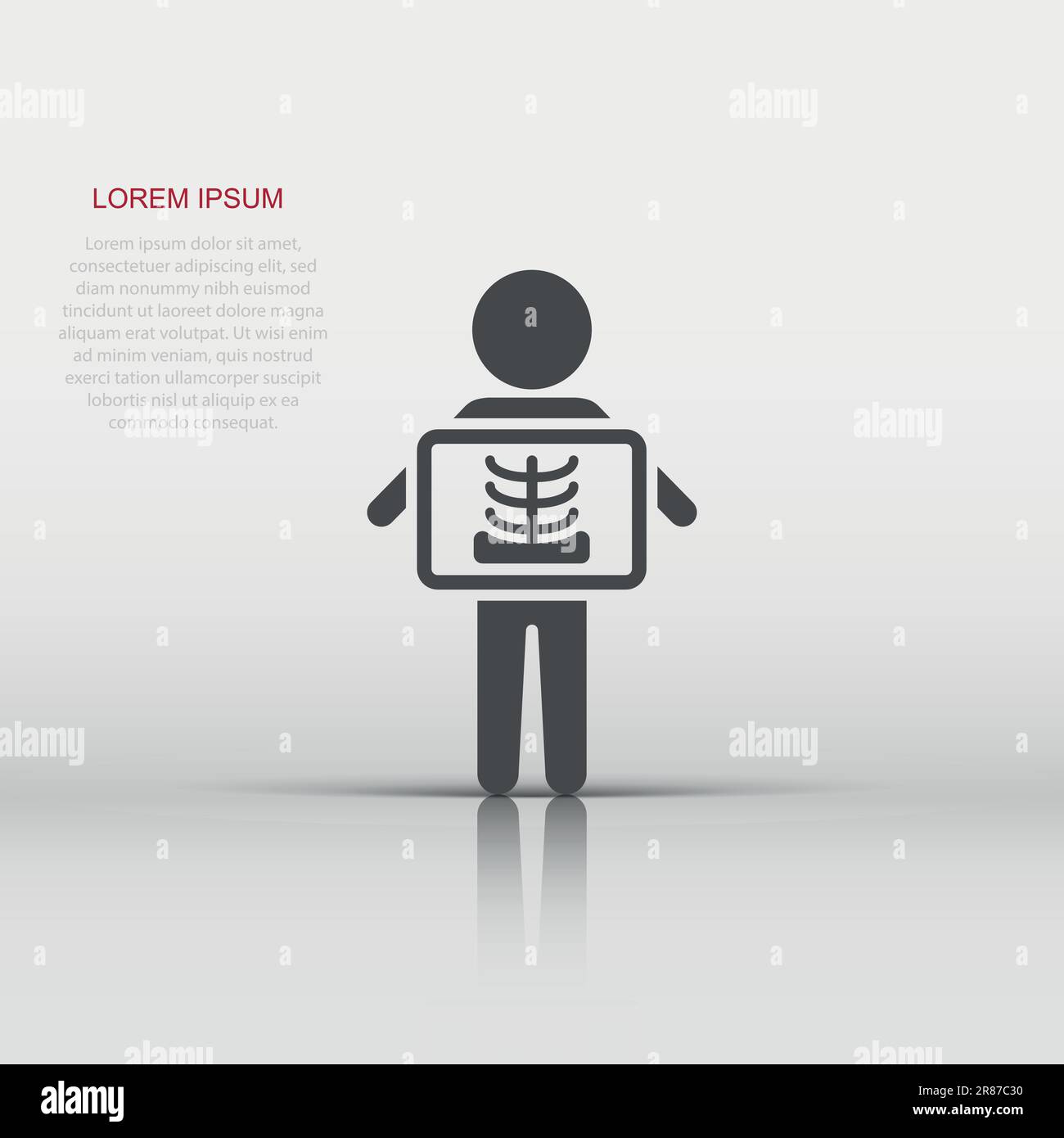 Icona a raggi X in stile piatto. Illustrazione del vettore radiologico su sfondo bianco isolato. Concetto aziendale di scansione medica. Illustrazione Vettoriale