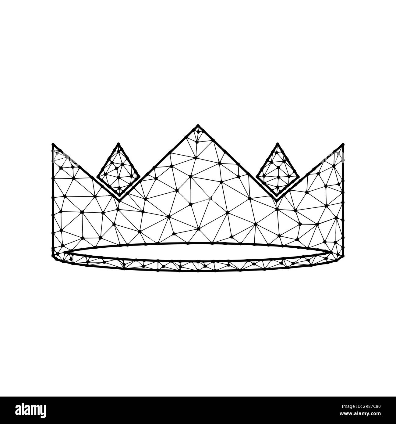 Illustrazione del vettore poligonale della corona isolata su sfondo bianco. Simbolo reale, re e regina in stile astratto Illustrazione Vettoriale