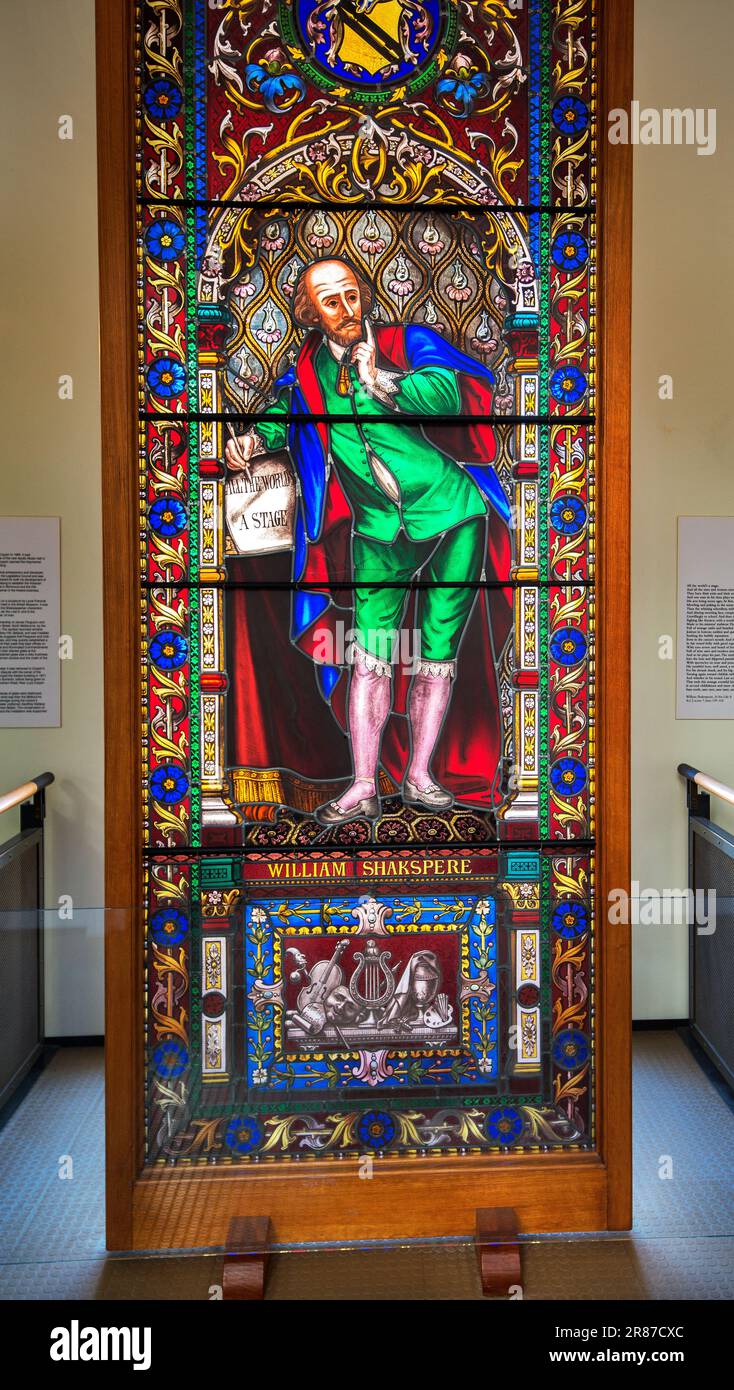 Shakespeare Window, State Library of Victoria, Melbourne, Australia Foto Stock