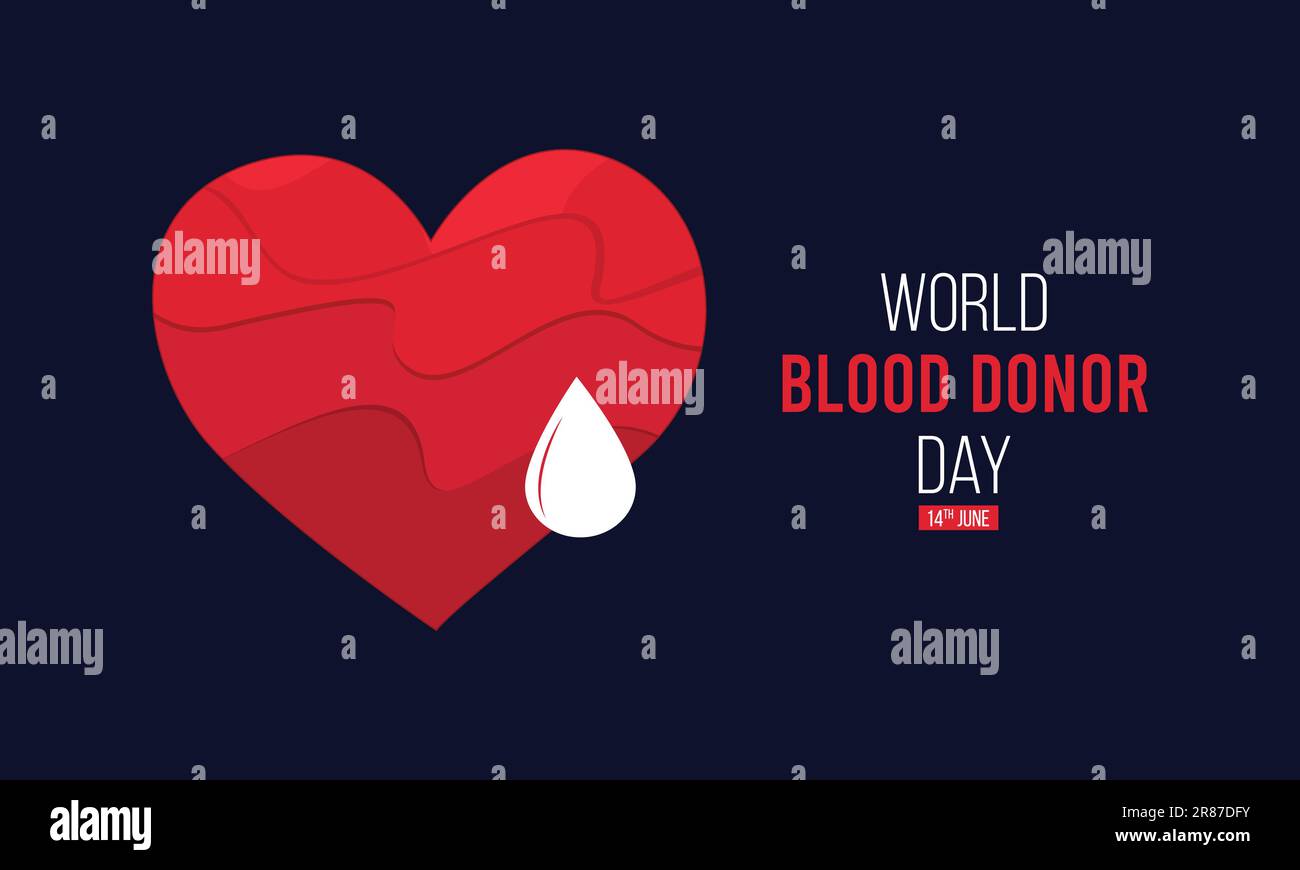 Giornata mondiale dei donatori di sangue, giornata dei donatori di sangue, cuore rosso Illustrazione Vettoriale