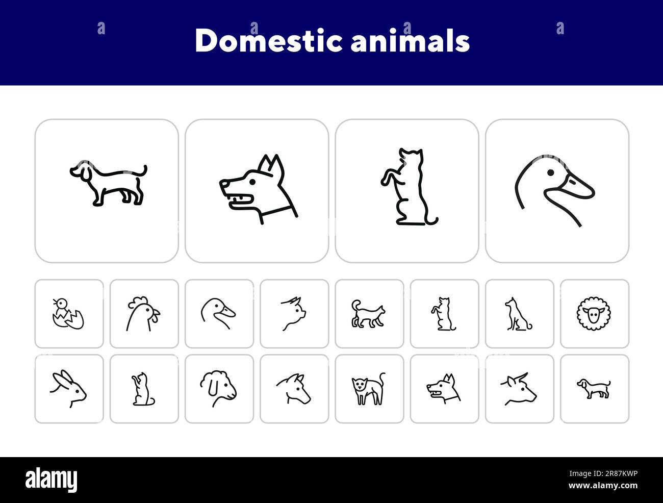 Animali domestici icone Illustrazione Vettoriale