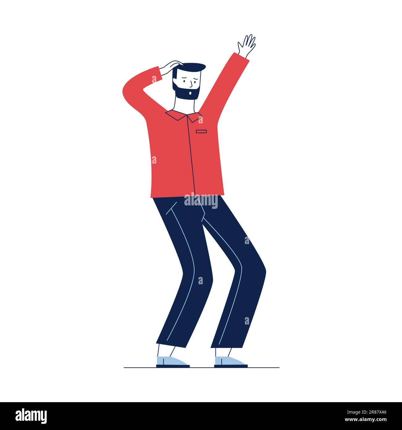 Uomo confuso che si rende conto del problema Illustrazione Vettoriale