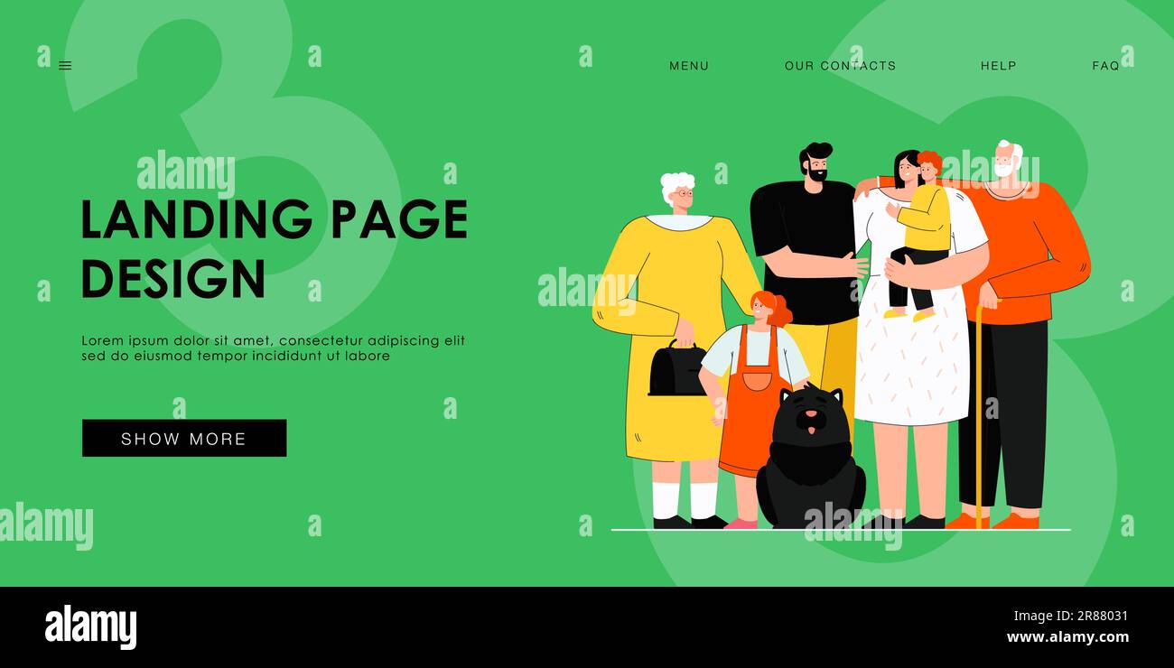 Una grande famiglia felice e amorosa che si trova insieme Illustrazione Vettoriale