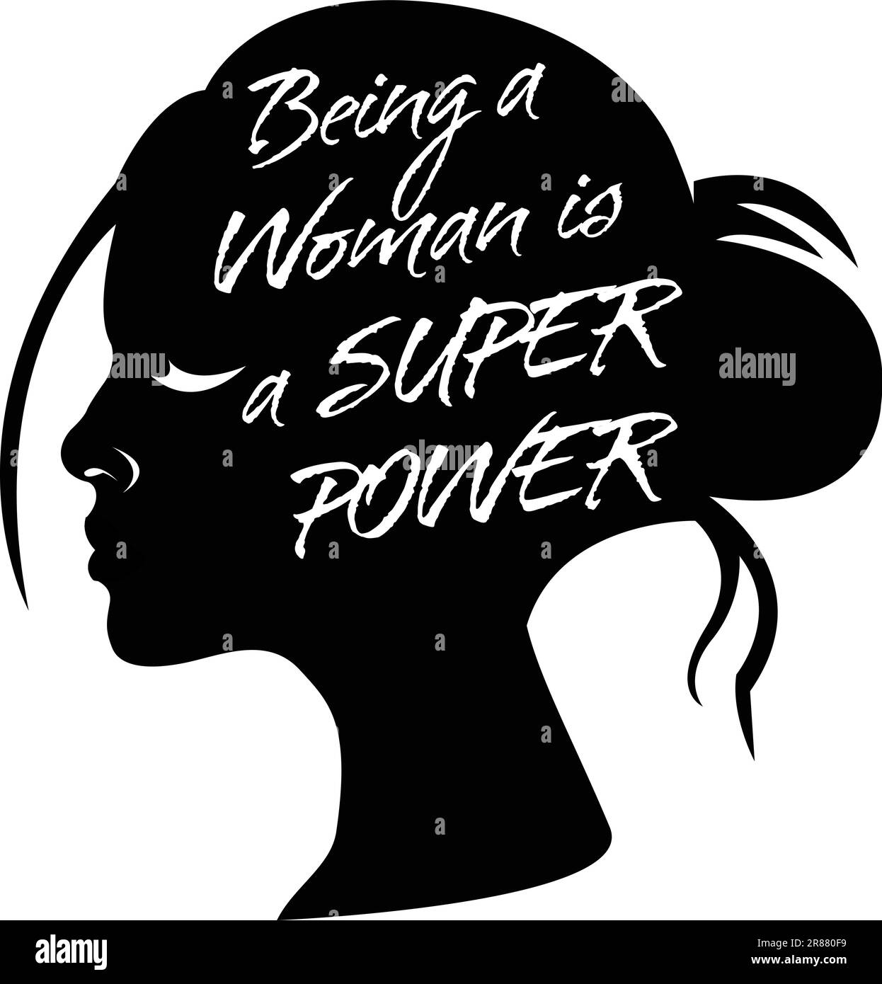 Slogan essere una donna è un Super Power. Concetto di empowerment. Illustrazione vettoriale. Illustrazione Vettoriale