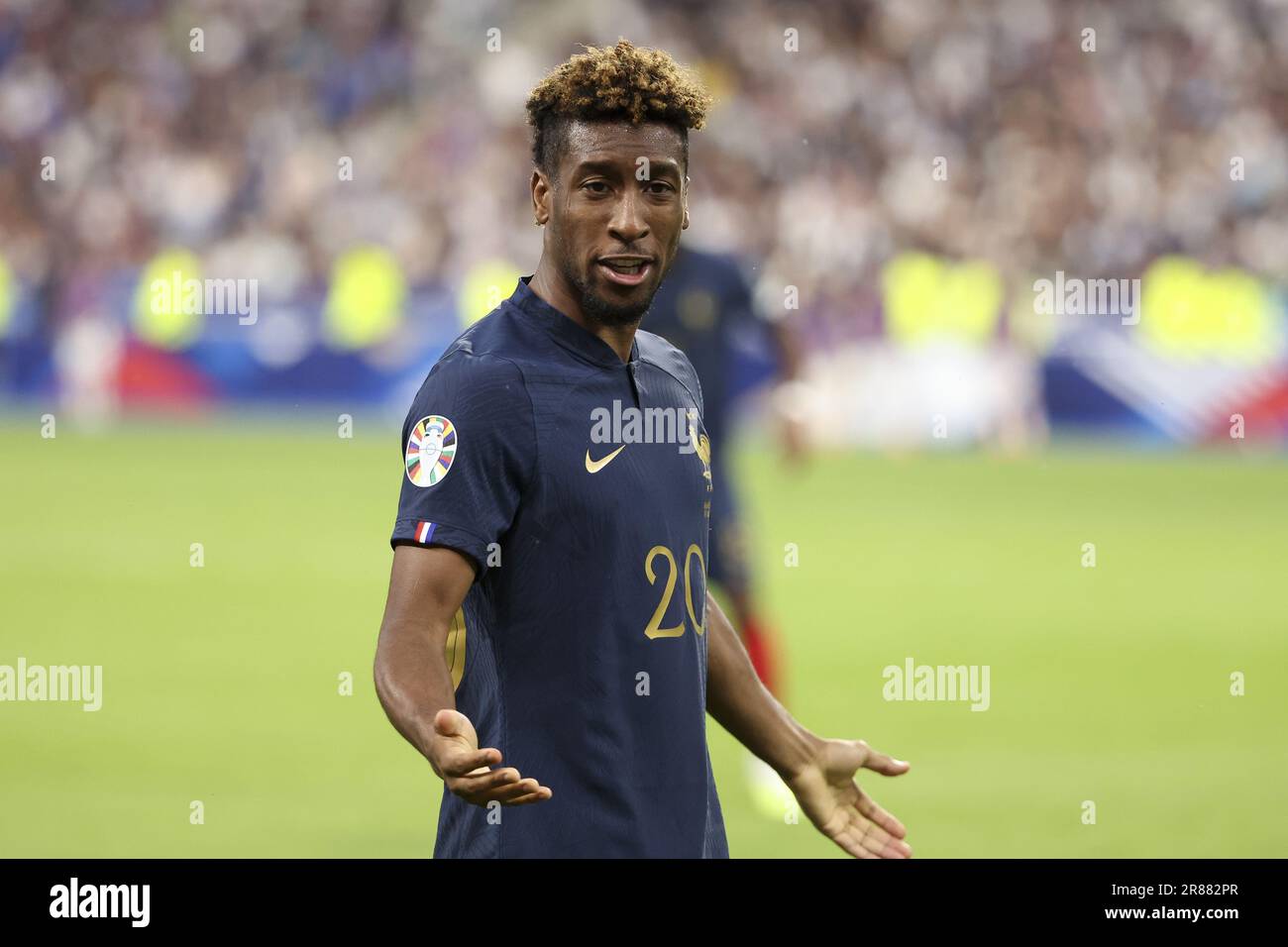 Kingsley Coman di Francia durante la UEFA Euro 2024, qualificatori europei,  Gruppo B, partita di calcio