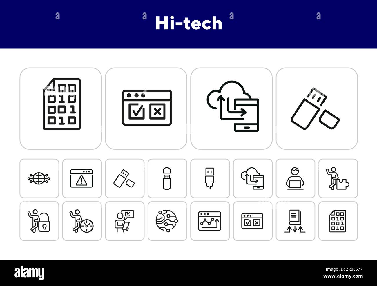 Set di icone linea Hi-tech Illustrazione Vettoriale