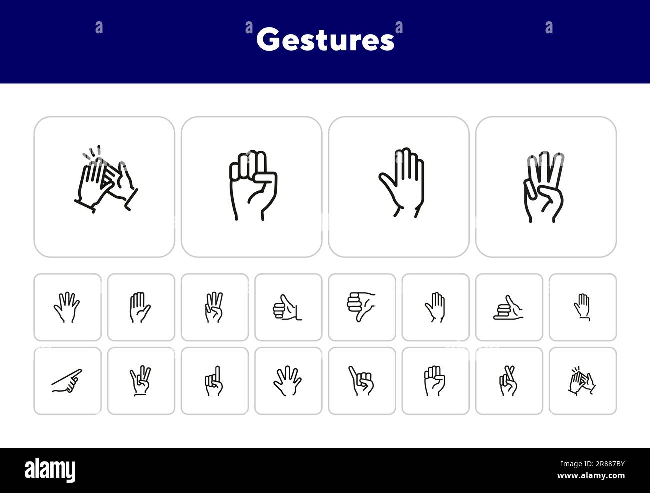 Set di icone della linea dei gesti Illustrazione Vettoriale