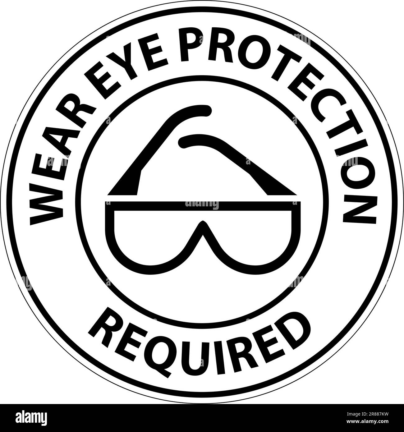 Avviso è necessario indossare la protezione per gli occhi su sfondo bianco Illustrazione Vettoriale