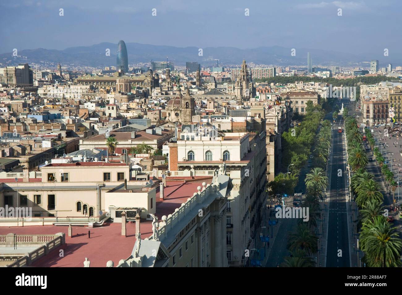 Vista sul Passeig de Colon, Barcellona, Catalogna, Spagna Foto Stock