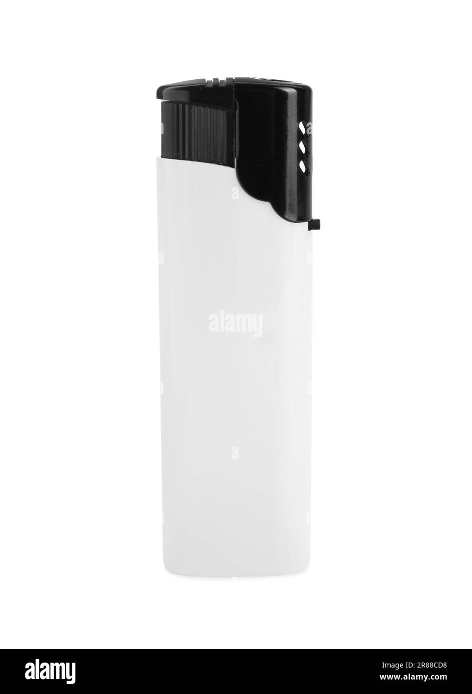 Elegante e piccola torcia tascabile isolata sul bianco Foto Stock