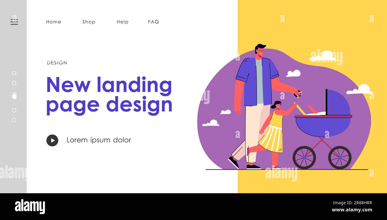 Padre cammina con i suoi figli Illustrazione Vettoriale