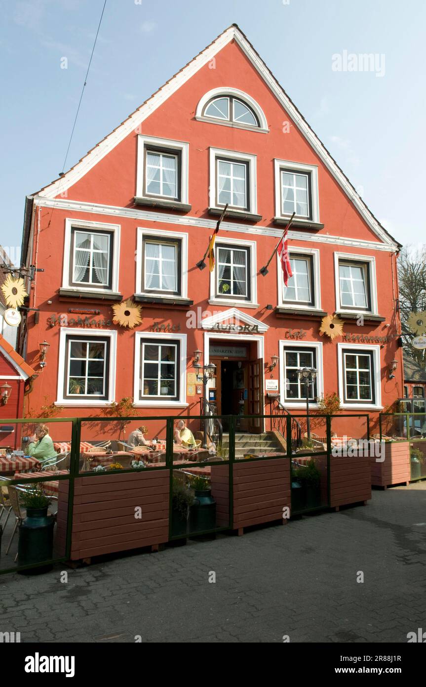 Hotel Aurora, Schlei, Kappeln, Schleswig, Schleswig-Holstein, Germania, paese medico pub, ristorante Foto Stock
