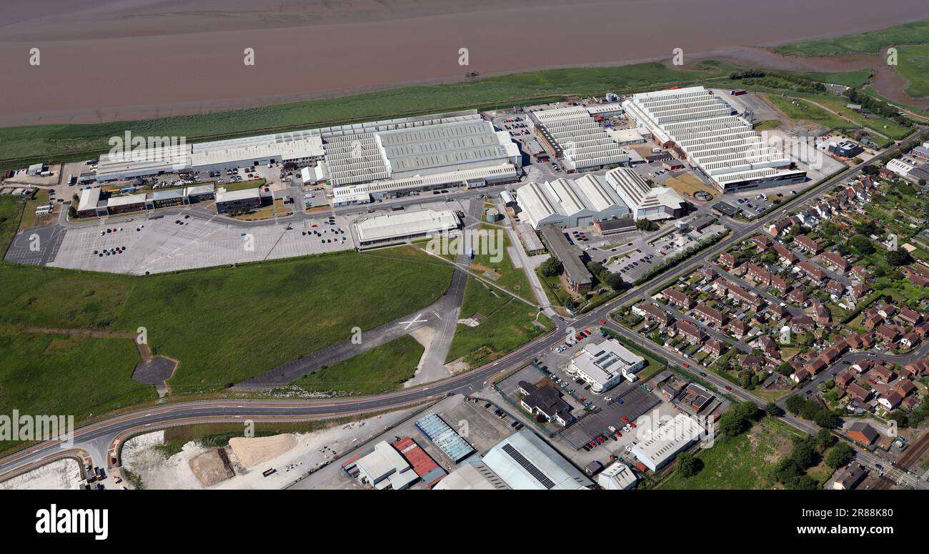 Vista aerea di BAE Systems Brough, parte dell'Humber Enterprise Park e del Brough Business Centre, Brough, East Yorkshire Foto Stock