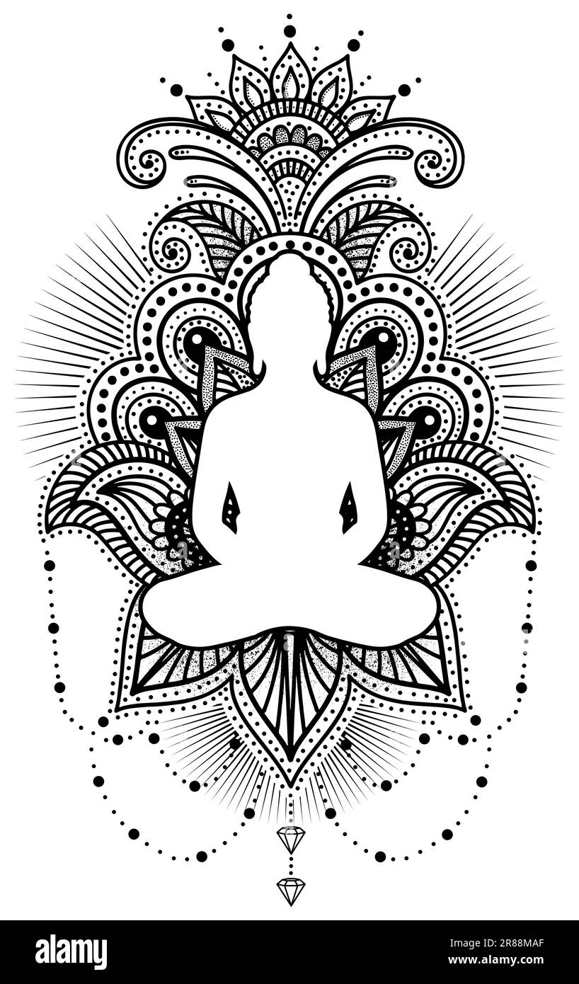 Buddha Yoga Meditation Graphic Design Foto Stock