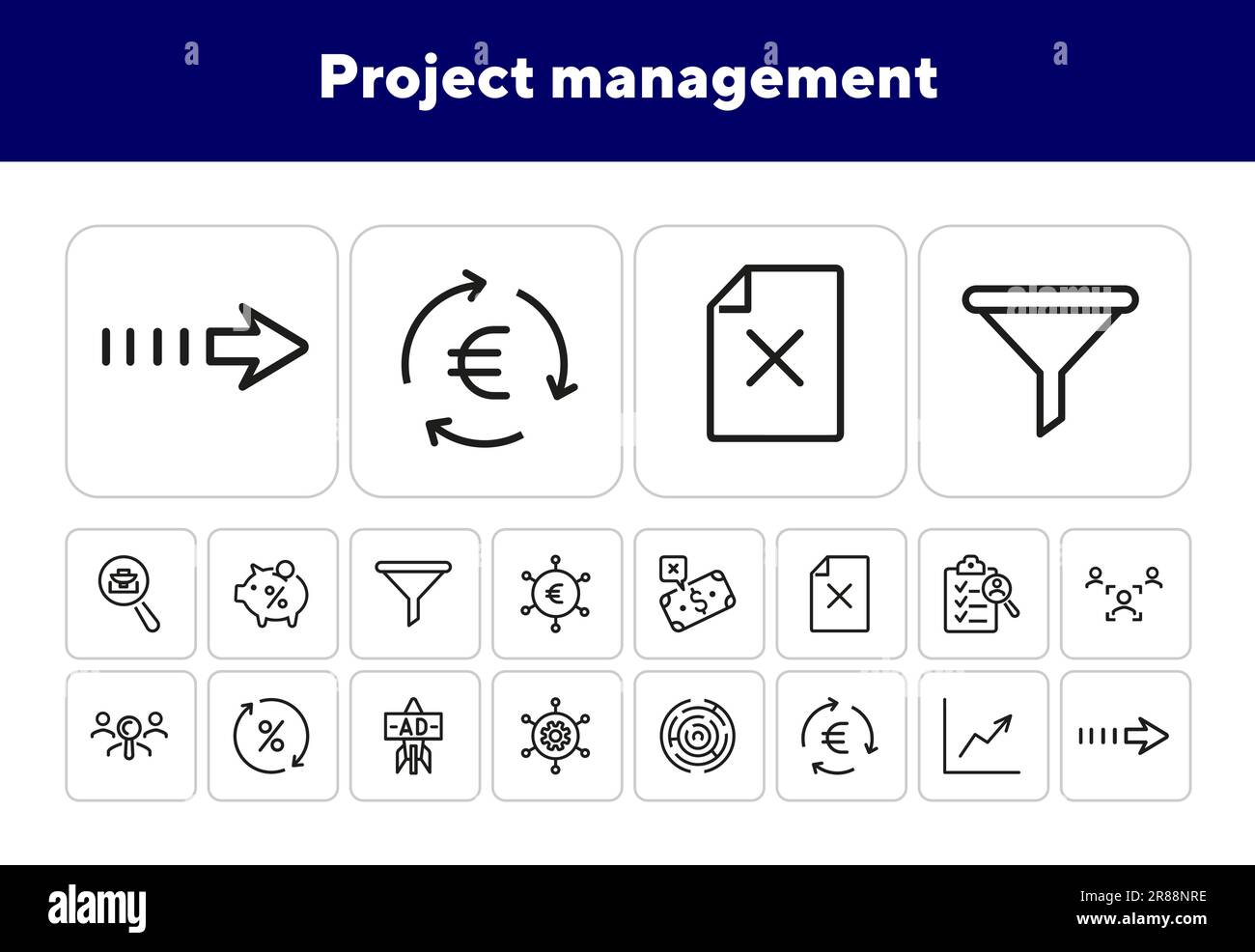 Icone di gestione dei progetti Illustrazione Vettoriale