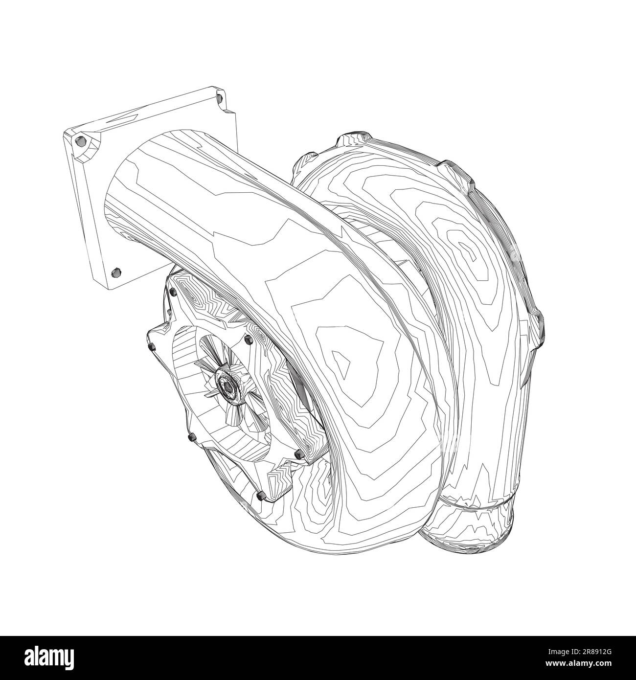 Funzionamento del rotore della turbina a vapore. Illustrazione vettoriale. Schema delle turbine automobilistiche. Illustrazione Vettoriale