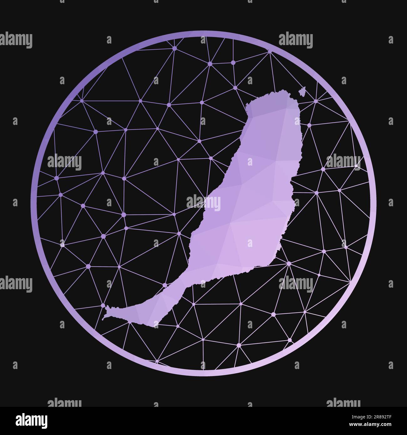 Icona Fuerteventura. Mappa poligonale vettoriale dell'isola. Icona di Fuerteventura in stile geometrico. Illustrazione Vettoriale