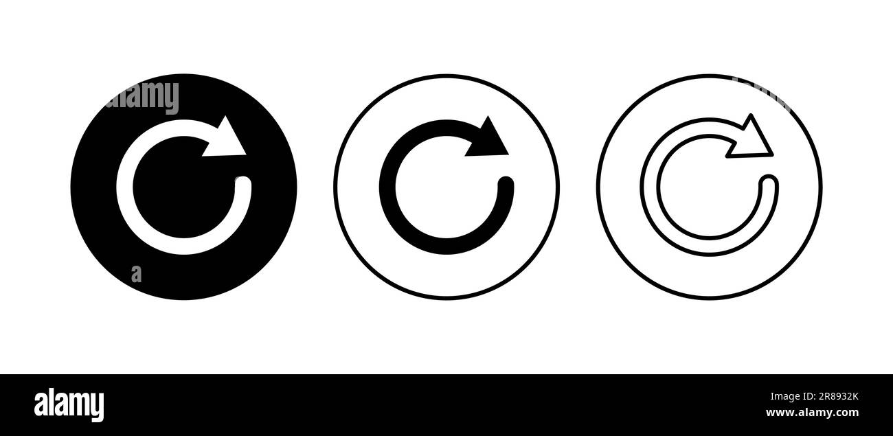 Aggiorna set di icone. Vettore icona di ricarica. Icona Aggiorna. Illustrazione Vettoriale
