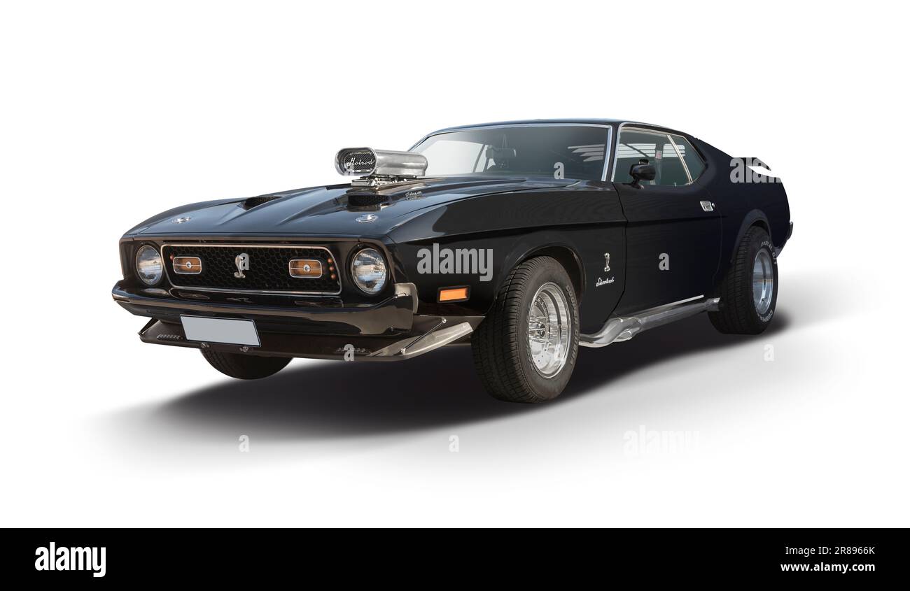 Auto Ford Mustang Cobra isolata su sfondo bianco Foto Stock