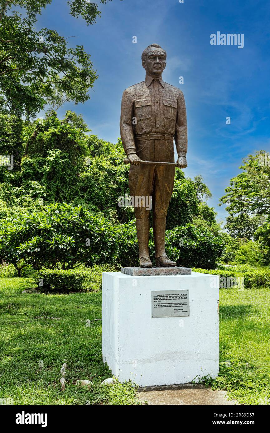 Statua del presidente Manuel L. Quezon, Pres. Manuel L. Quezon Memorial Park, Corregidor Island, Phillipine Bay Filippine Foto Stock