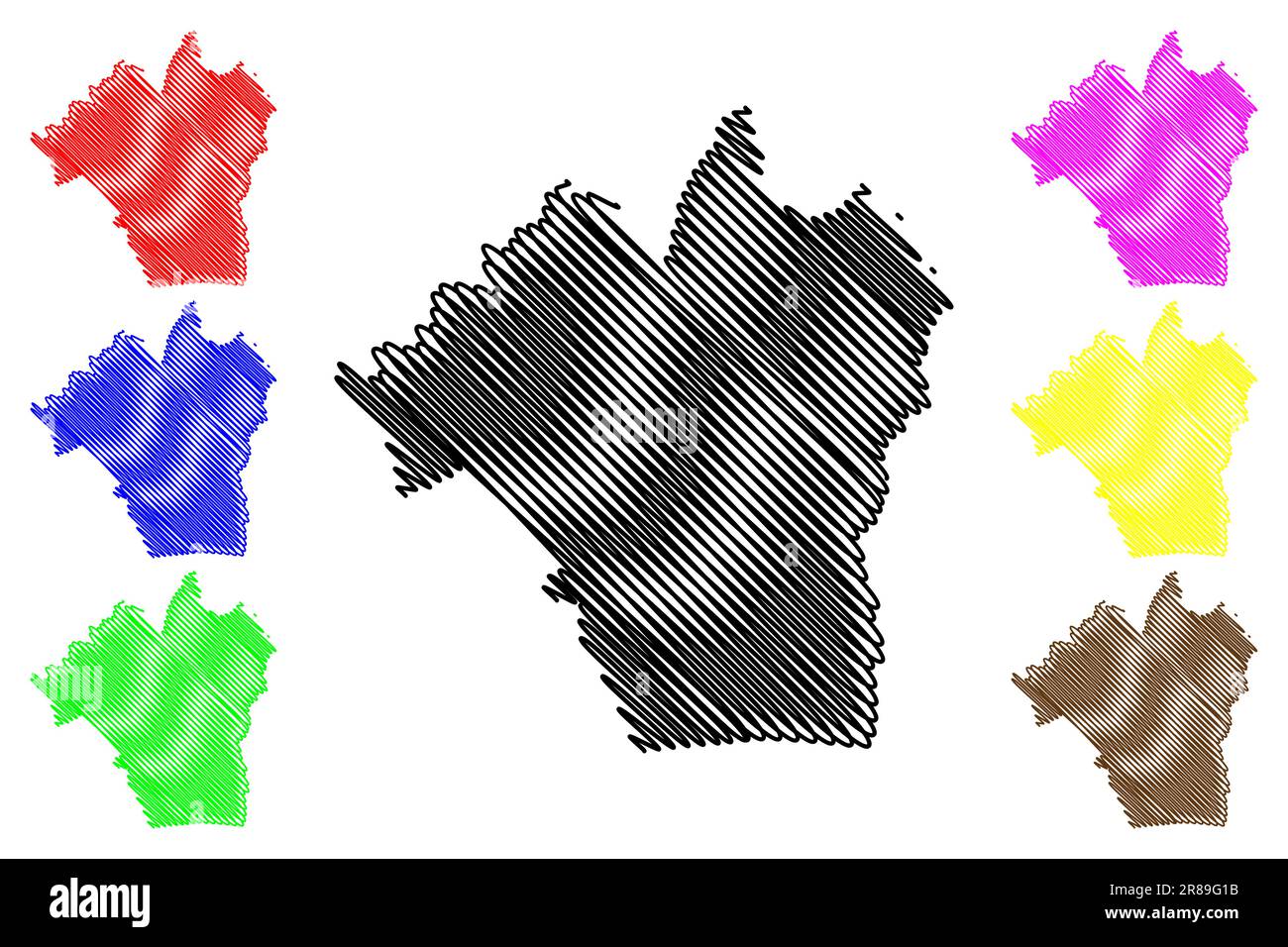 Brentwood distretto non-metropolitano, Borough (Regno Unito di Gran Bretagna e Irlanda del Nord, contea cerimoniale Essex, Inghilterra) mappa vettore illus Illustrazione Vettoriale