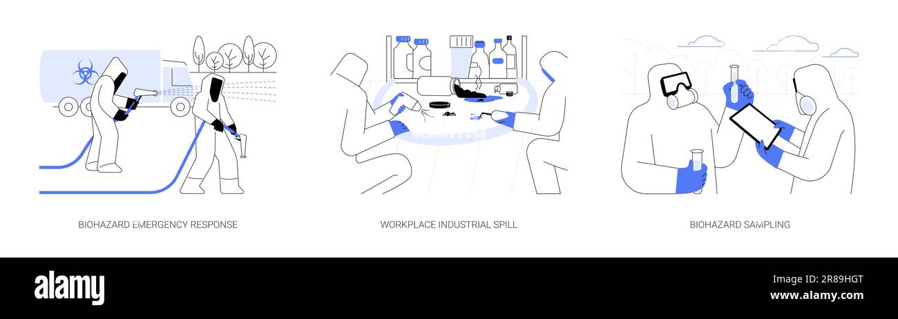 Illustrazioni vettoriali concettuali astratte per fuoriuscite chimiche. Illustrazione Vettoriale