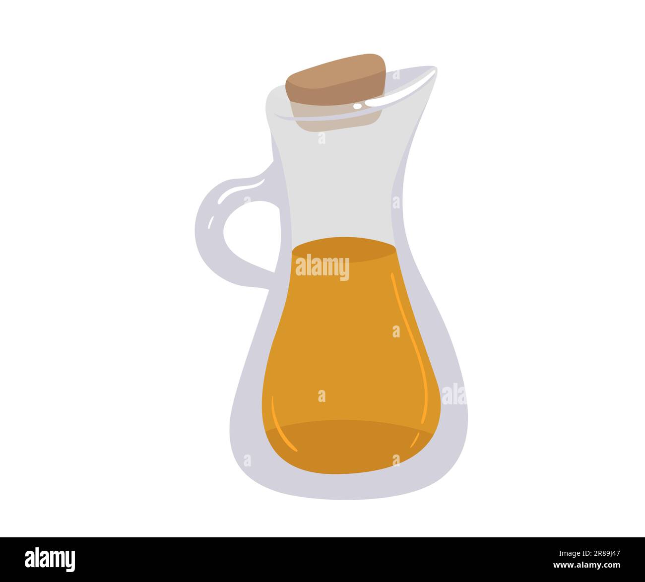 olio in bottiglia di vetro isolato su bianco. Illustrazione vettoriale in stile piatto. Olio naturale vergine. Olio di semi Illustrazione Vettoriale