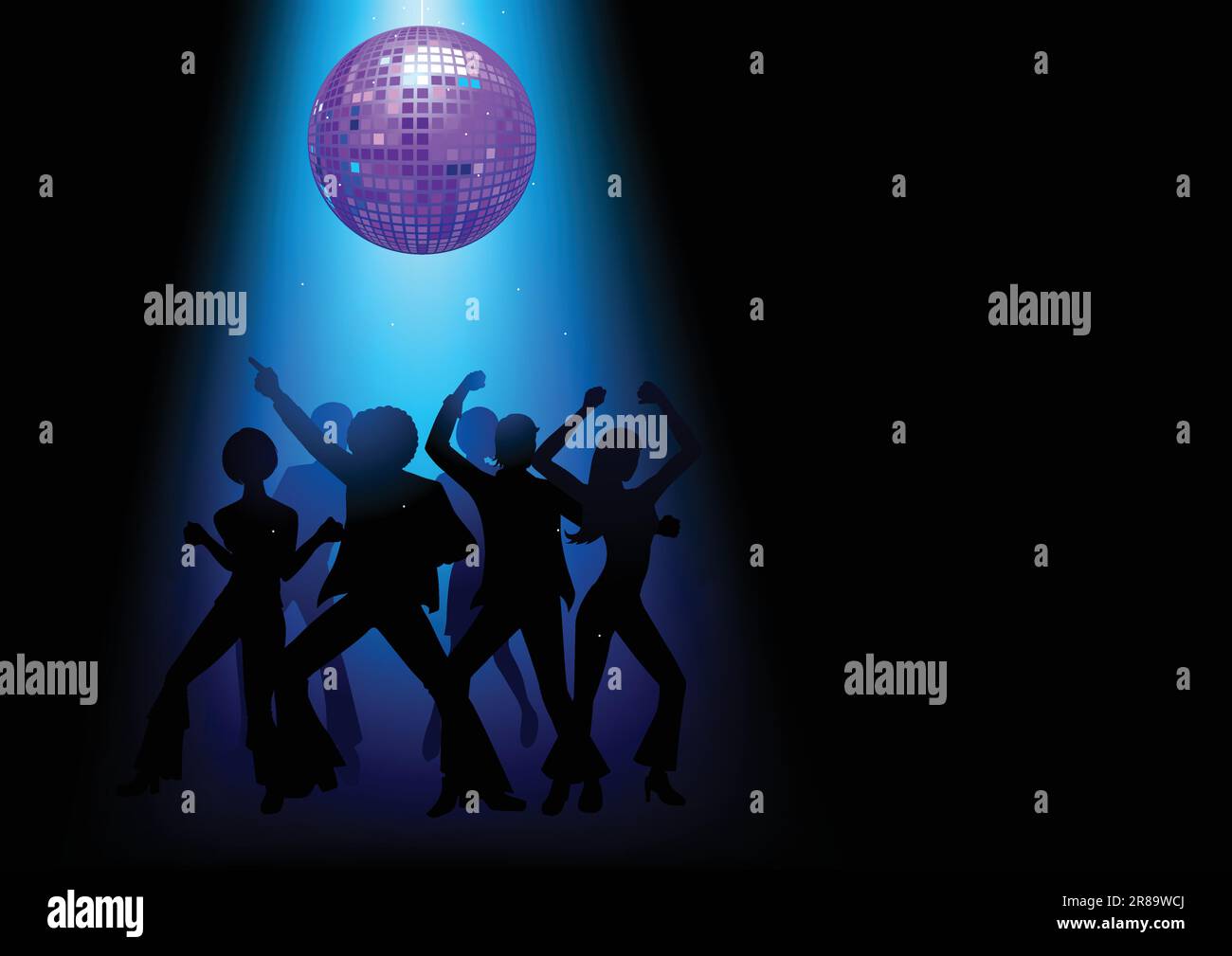 Silhouette Illustrazione di coppie discoteca danza sul pavimento Illustrazione Vettoriale