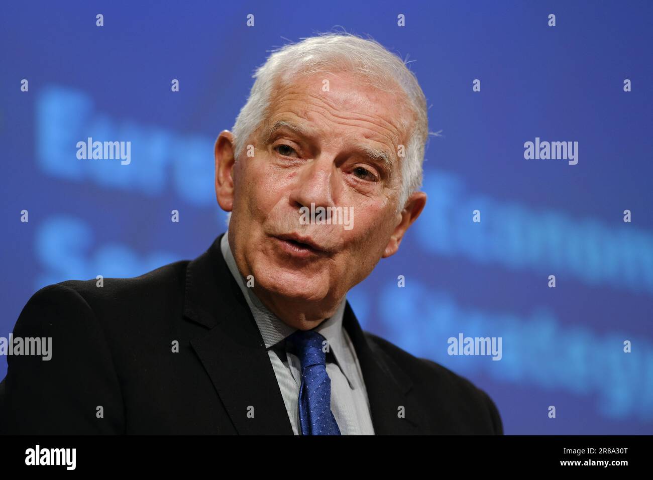 Bruxelles, Belgio. 20th giugno, 2023. Conferenza stampa dell'HRVP Josep BORRELL FONTELLES sulla strategia europea di sicurezza economica a Bruxelles, Belgio, il 20 giugno 2023. Credit: ALEXANDROS MICHAILIDIS/Alamy Live News Foto Stock