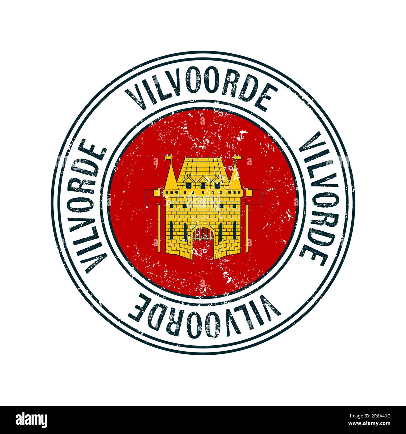 Vilvoorde, Belgio, francobollo di gomma vettoriale di grunge su sfondo bianco Illustrazione Vettoriale