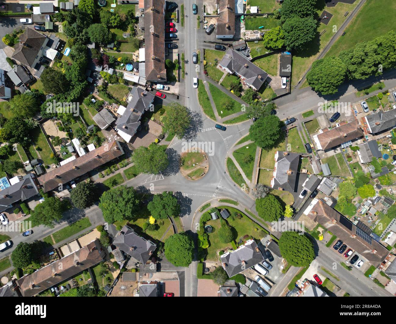Vista aerea del complesso residenziale che mostra la pianificazione urbanistica a Hereford nel Regno Unito presa nel giugno 2023 Foto Stock