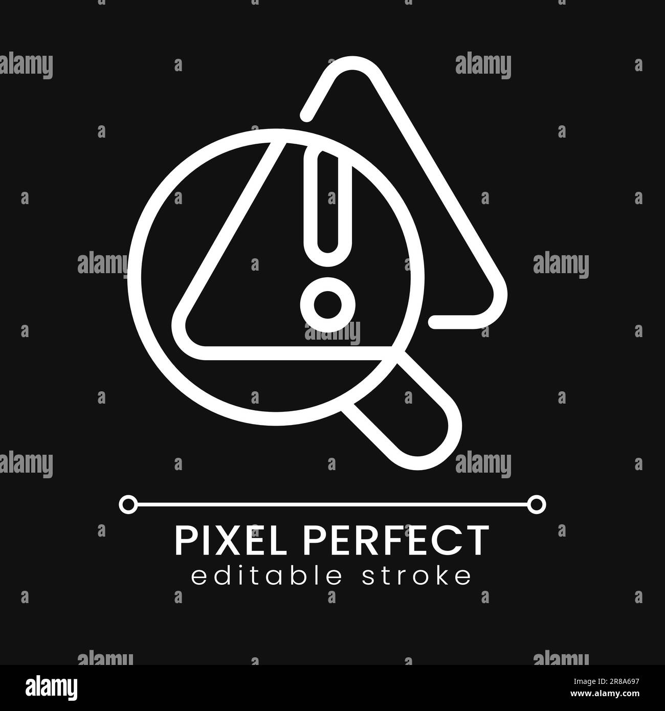 Icona lineare pixel Perfect bianco per l'identificazione dei problemi per il tema scuro Illustrazione Vettoriale