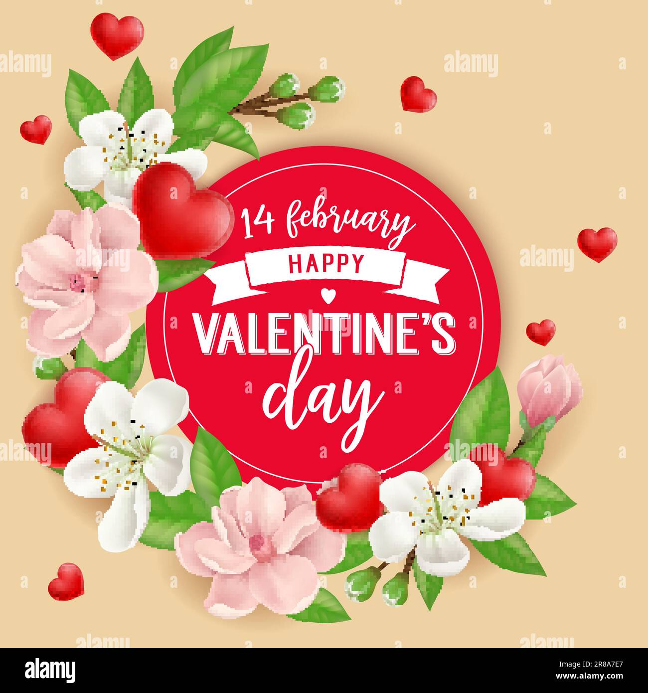 Lettere di San Valentino con cuori rossi Illustrazione Vettoriale