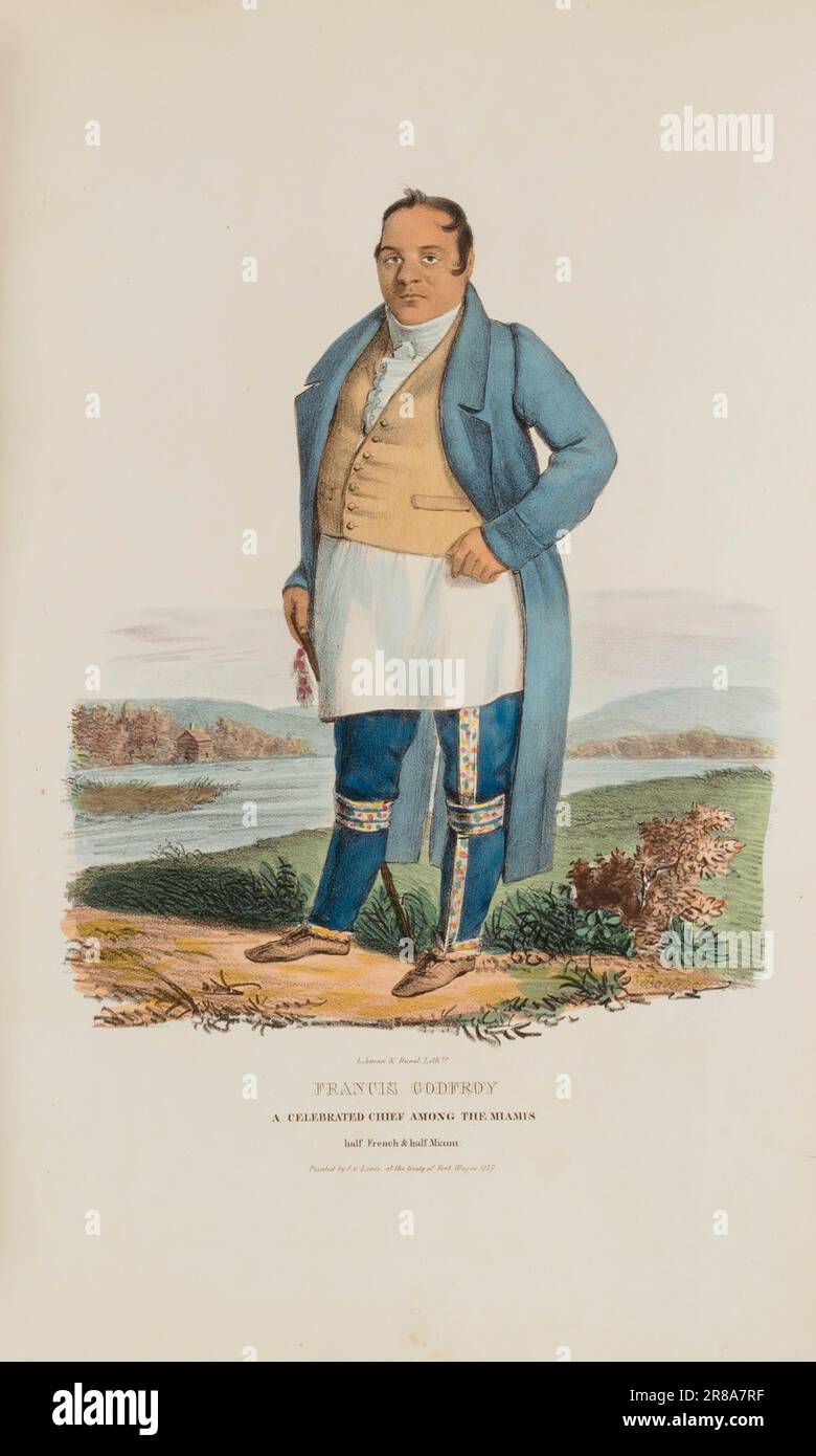 FRANCIS GODFROY; Un celebre Capo tra i Miamis, dal portafoglio Aborigeno 1835 di James otto Lewis, nato Philadelphia, PA 1799-morto New York City 1858 Foto Stock