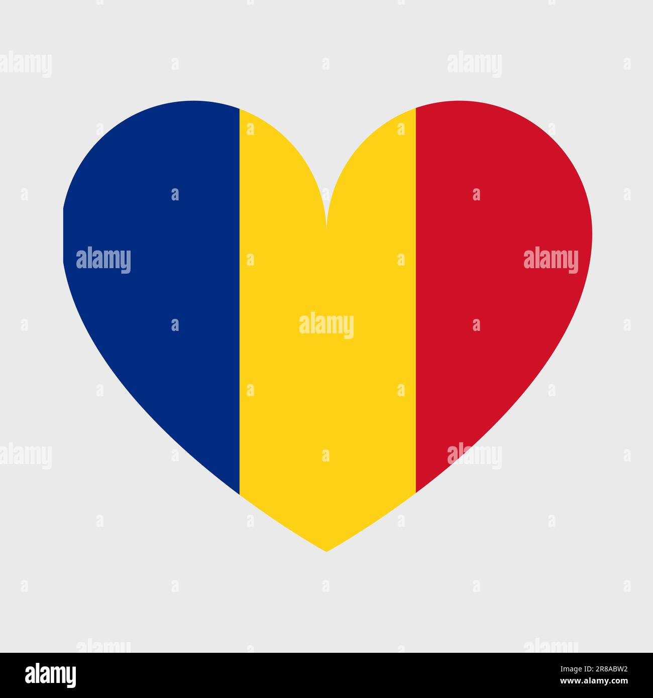 Icone vettoriali della bandiera della Romania insieme di illustrazioni a forma di cuore, stella, cerchio e mappa Illustrazione Vettoriale
