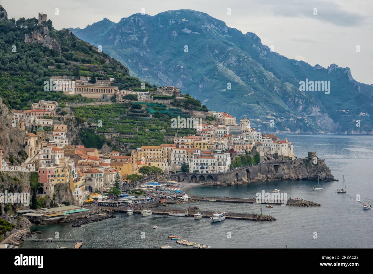 Città di Amalfi in Costiera Amalfitana, Campania, Italia Foto Stock
