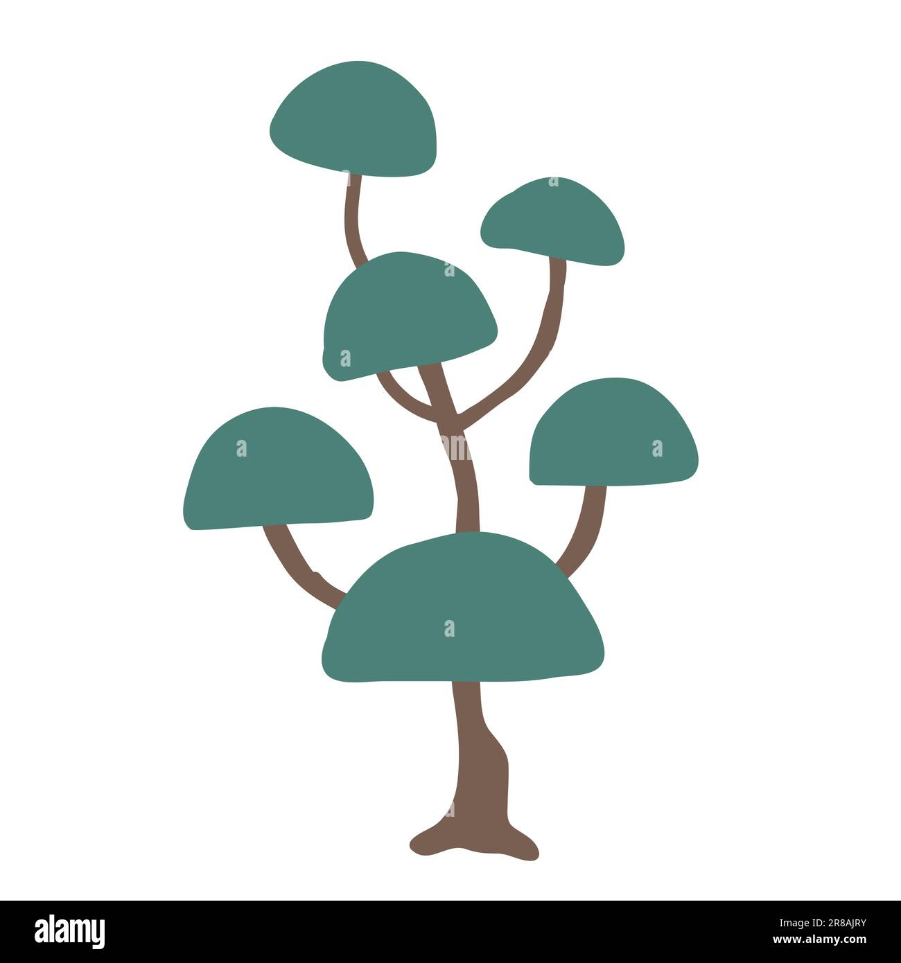 Topiario dell'albero potato della nube di Buxus, icona vettoriale isolata su sfondo bianco. Illustrazione Vettoriale