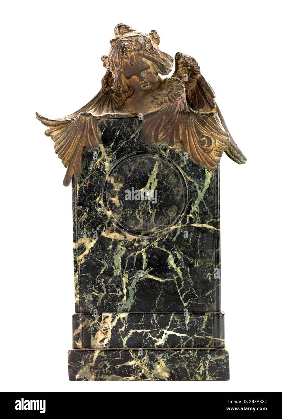 Orologio in marmo con Figura Bronzo [] di Henry Linder, nato Brooklyn, NY 1854-morto New York City 1910 Foto Stock