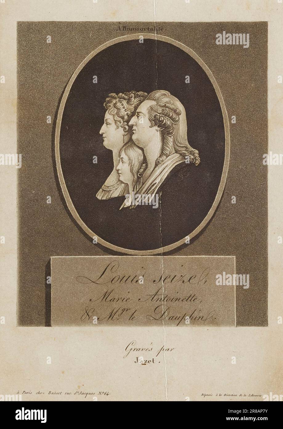 Louis Seize, Maria Antonietta e Mons. le Dauphin n.d. di Jean Pierre Marie Jazet, francese, nato Parigi, Francia 1788-morto Yerres, Francia 1871 Foto Stock