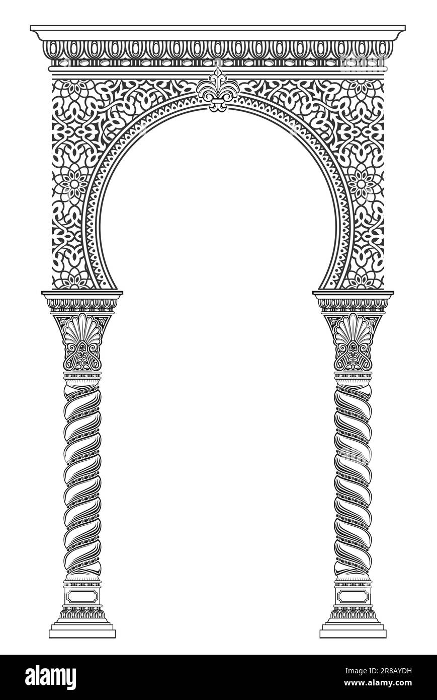 Arco ornamentale intagliato in stile indiano o arabo Illustrazione Vettoriale