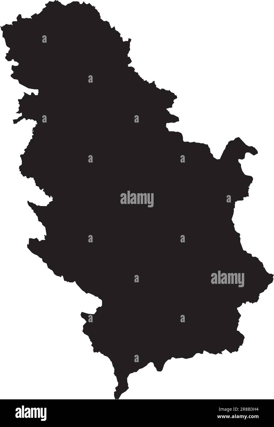 Mappa a colori CMYK NERA della SERBIA (con KOSOVO) Illustrazione Vettoriale