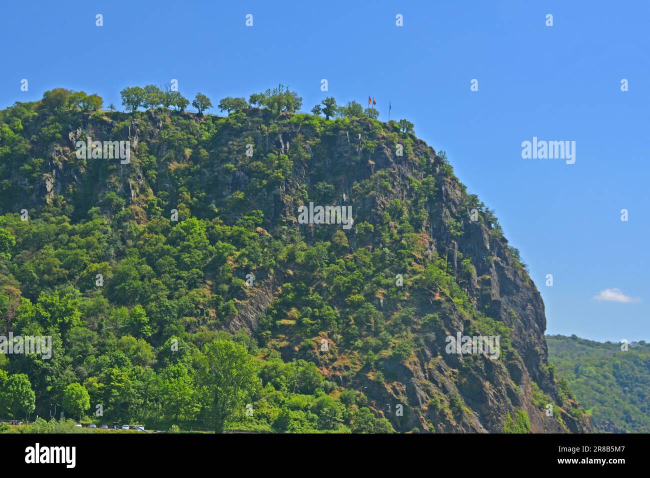 Loreley Rock vicino a St. Goarshausen, Medio Reno, Renania-Palatinato, Germania Foto Stock