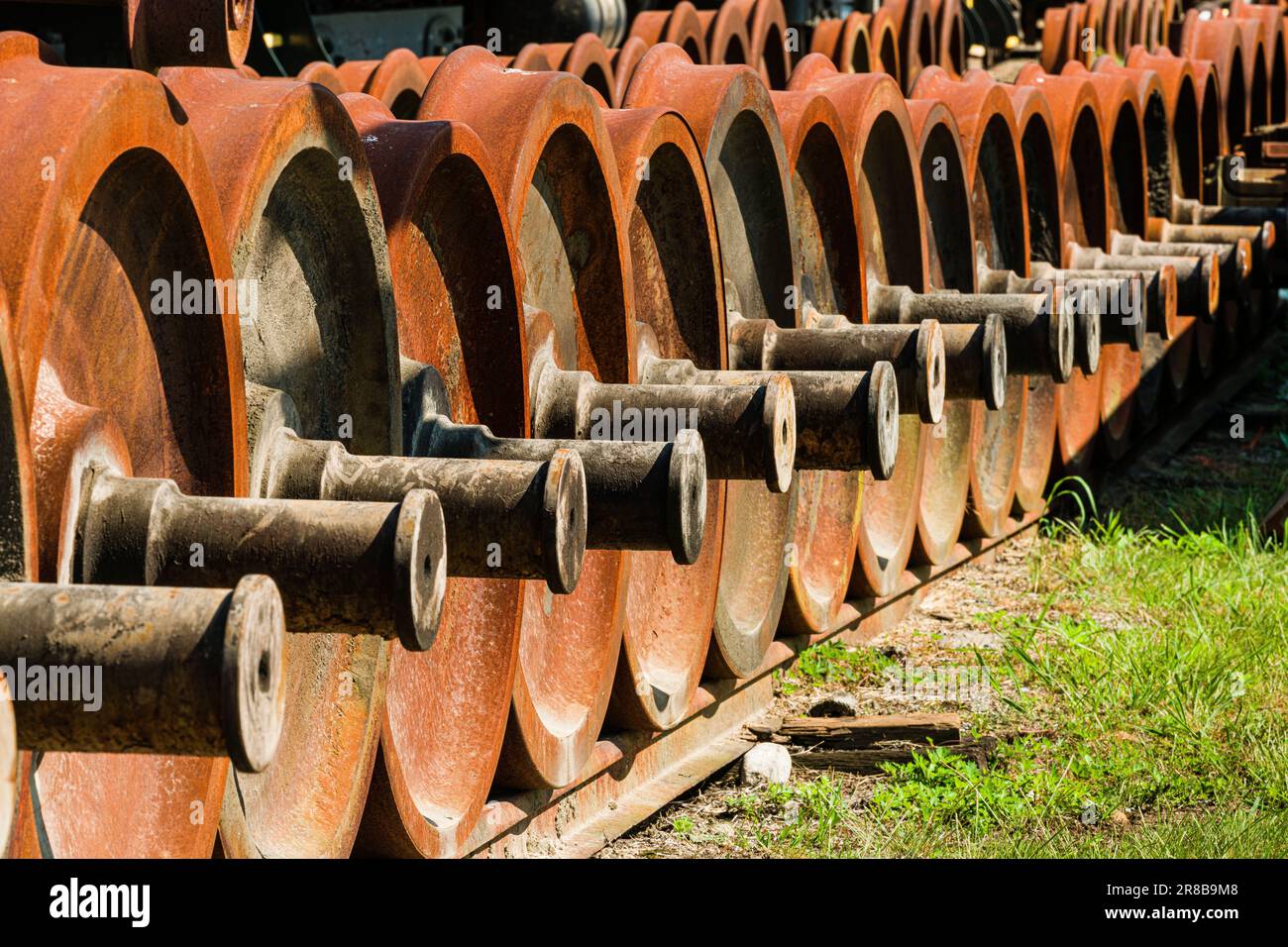Treno ruote nel cantiere Essex Steam Train   Essex, Connecticut, USA Foto Stock