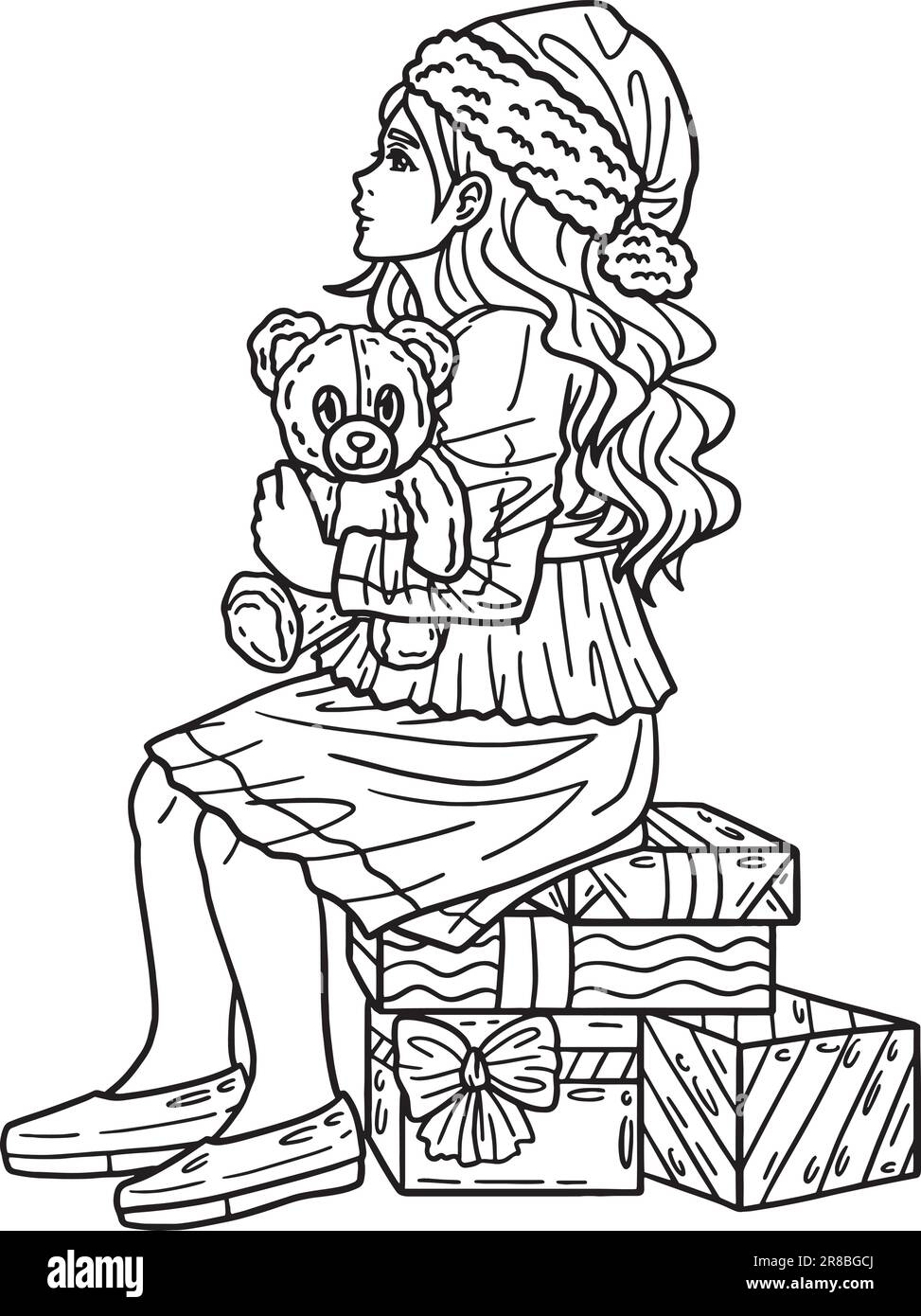 Natale - bambini in attesa di Babbo Natale isolati Illustrazione Vettoriale