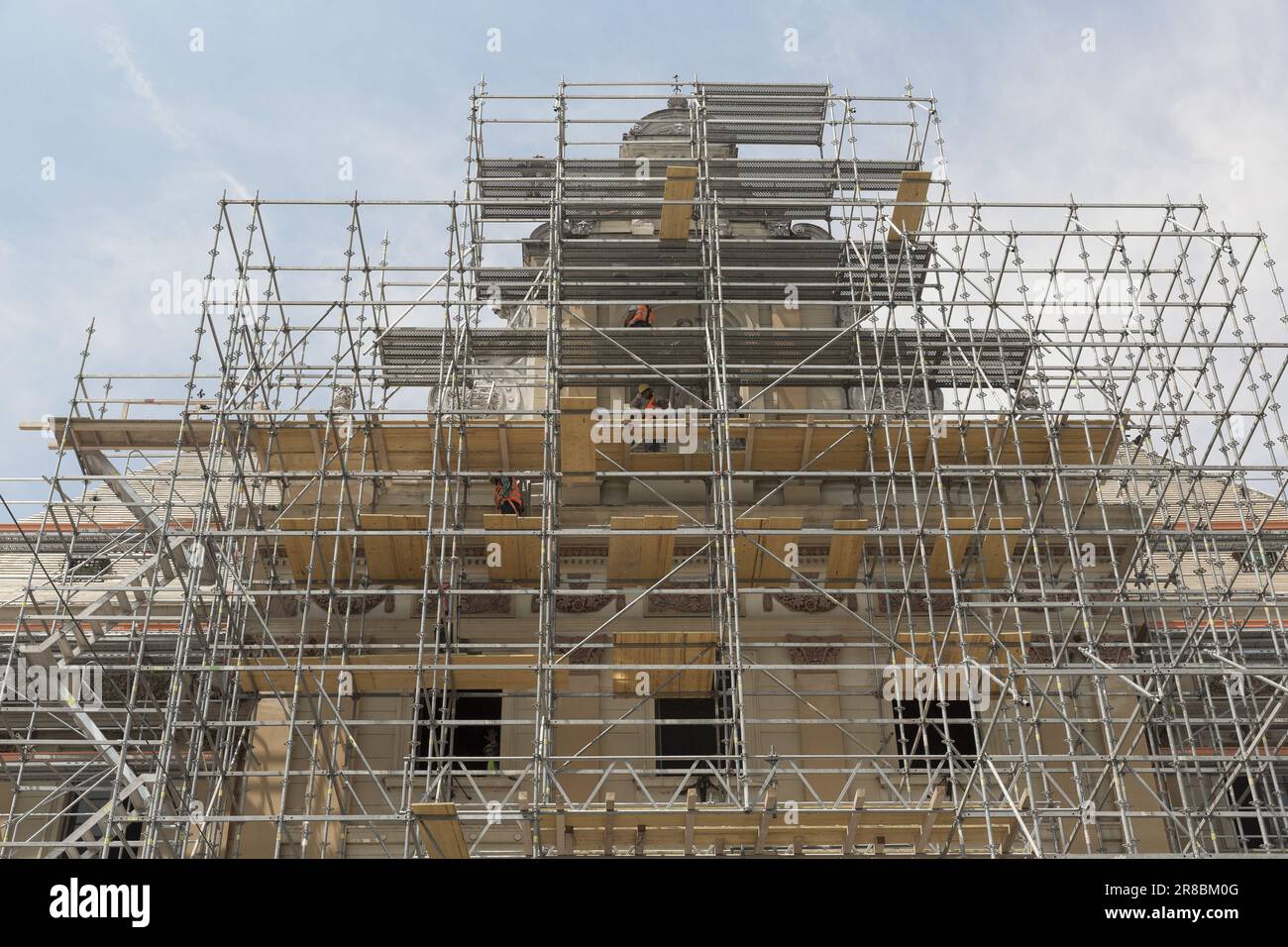 Lavori di ricostruzione di un vecchio edificio Foto Stock