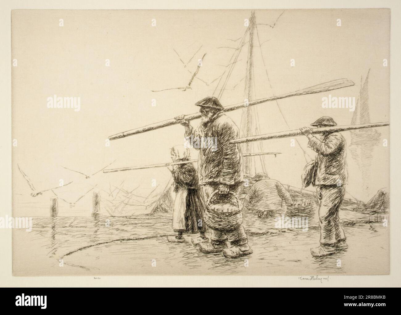 Mattina presto, Bretagna ca. 1920-1930 di Kerr Eby, nato Tokyo, Giappone 1889-morto Norwalk, CT 1946 Foto Stock