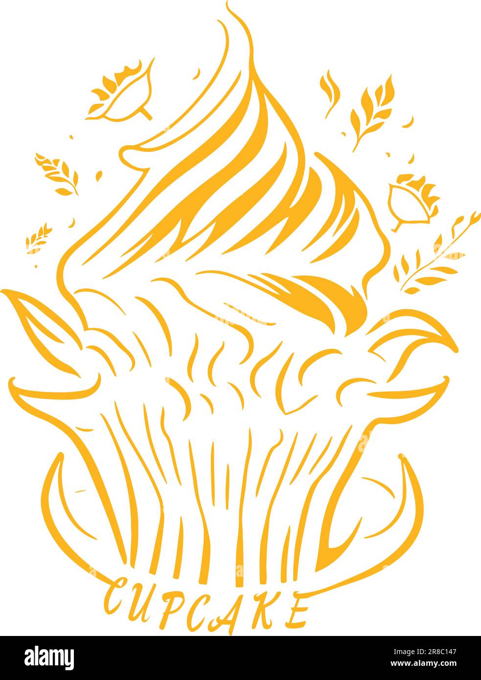 Presentazione di un elegante e moderno cupcake contorno logo in formato vettoriale file, perfetto per le aziende e le marche in forno, dessert, o pasticceria Illustrazione Vettoriale