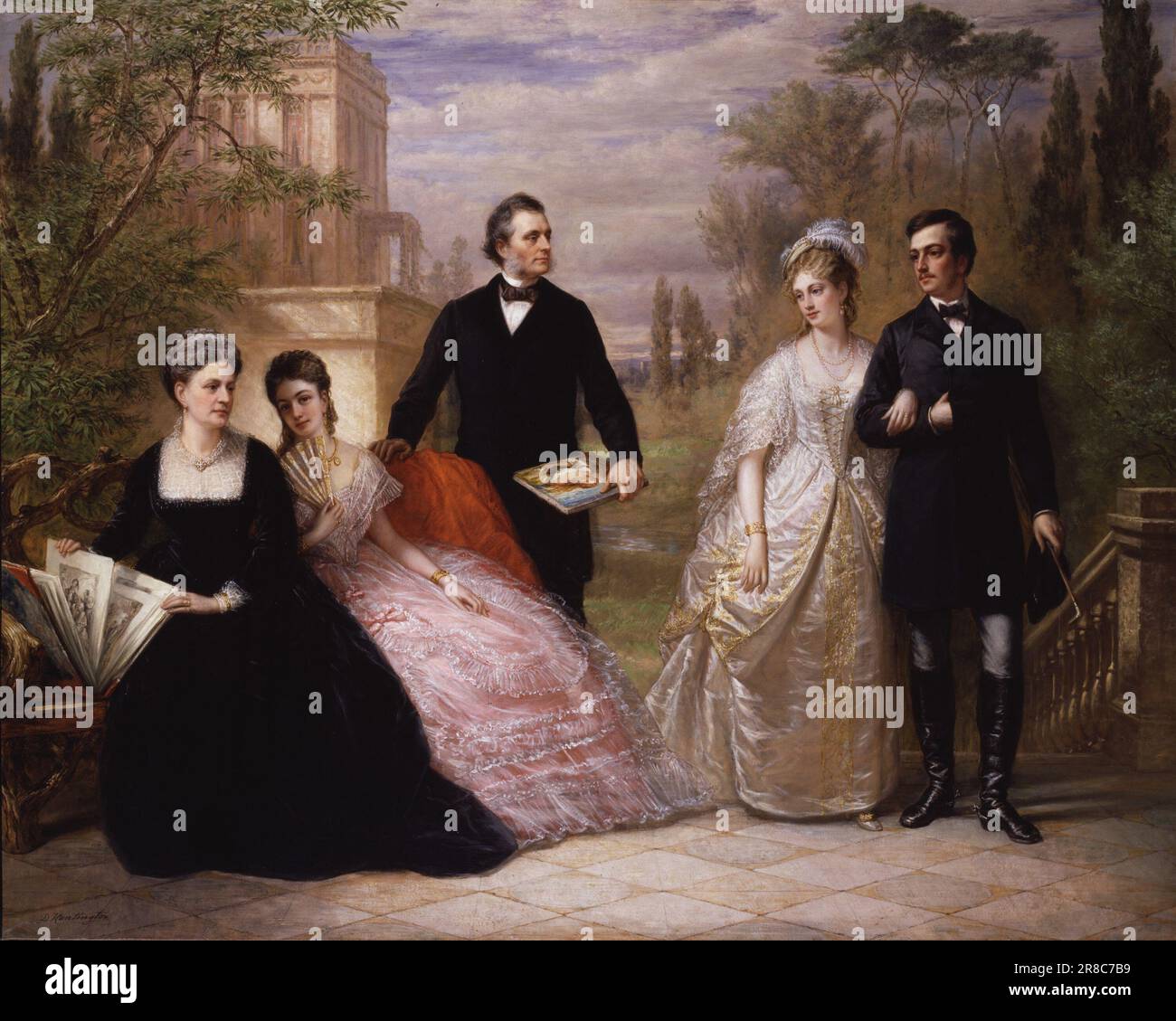 The Field Family in a Garden 1869 di Daniel Huntington, nato a New York City nel 1816, morto a New York City nel 1906 Foto Stock